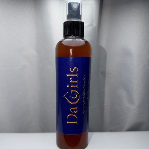 Bottle with blue label and brown body on a white background